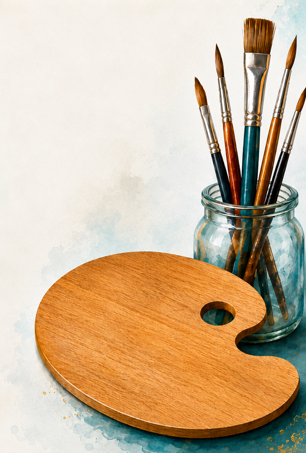 2026 Student Art Exhibition - Paint brushes and artist palette for fine arts showcase